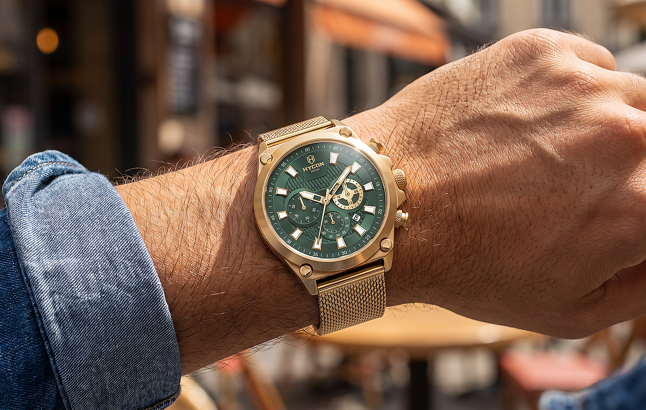 HYCON Spectra Gold / Green — worn on the wrist