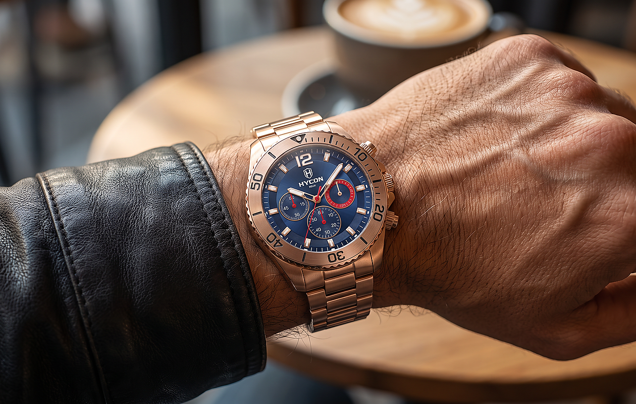HYCON Helix Rose Gold — worn on the wrist