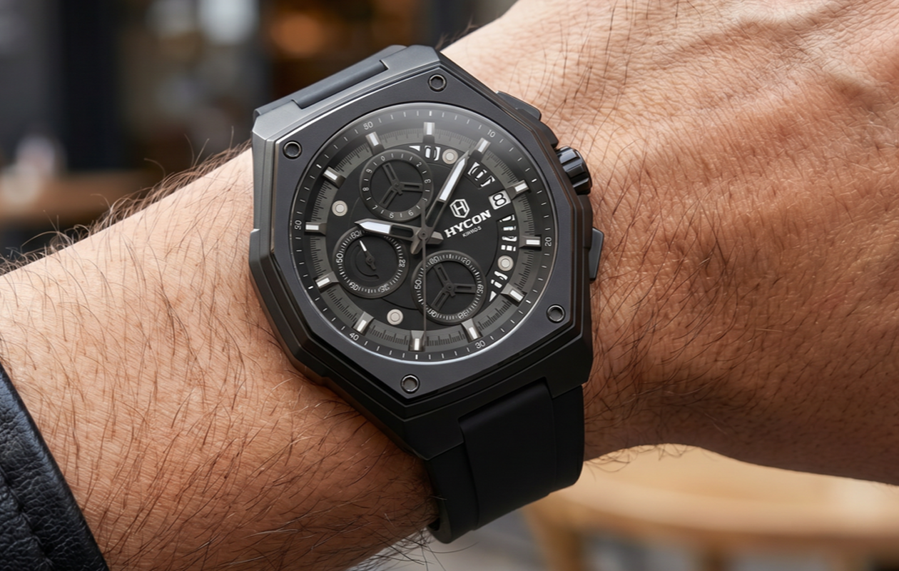HYCON Kronos All Black — worn on the wrist